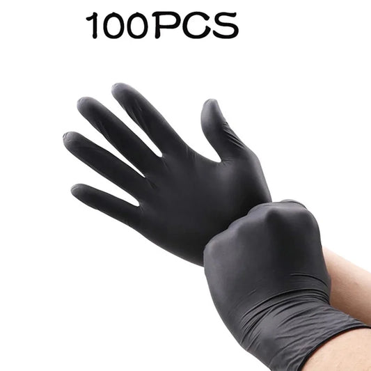 100Pcs/20pcs Housework Black Disposable PVC Nitrile Gloves Latex Free AntiStatic