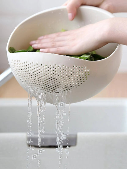 1PC-Silicone Colander, Rice Bowl Drain Basket, Fruit Bowl Washing Drain Basket with Handle Washing Basket for Home